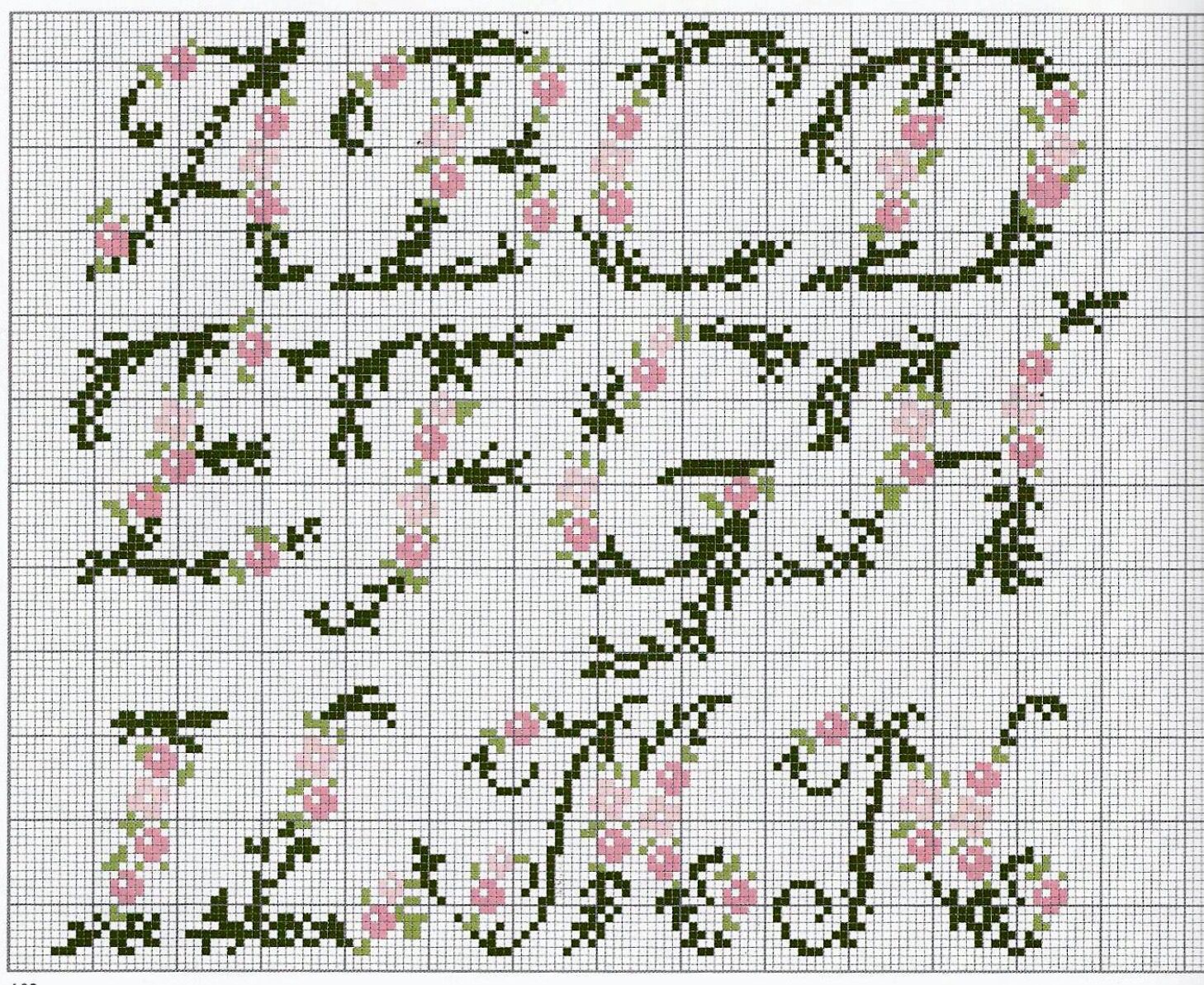 Alfabeto punto croce con fiorellini (1)