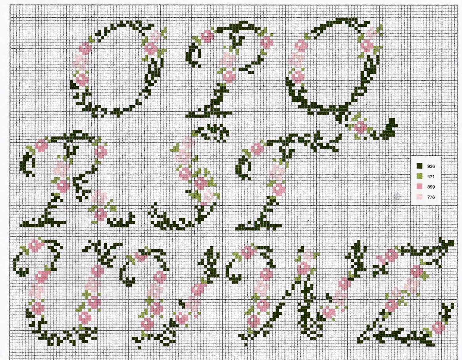 Alfabeto punto croce con fiorellini (2)