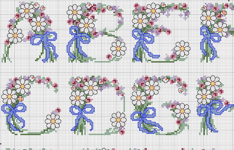 Schema punto croce alfabeto con fiorellini (1)